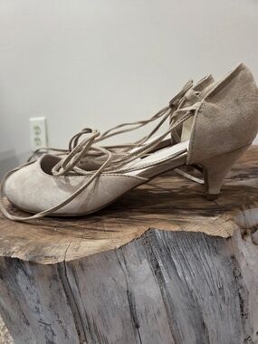 torrid Suede Lace-Up Kitten Heels in Taupe